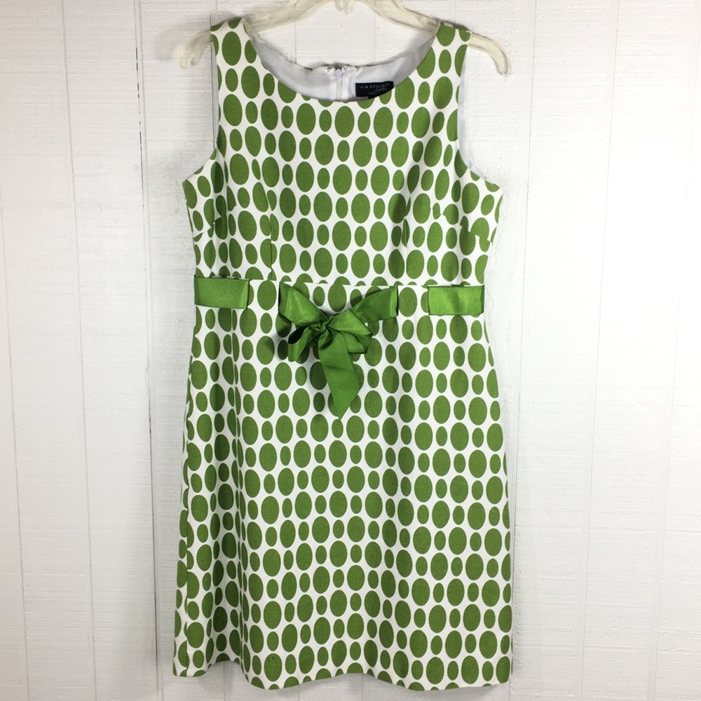 Kim Rogers Green and White Polka Dot Sleeveless Dress